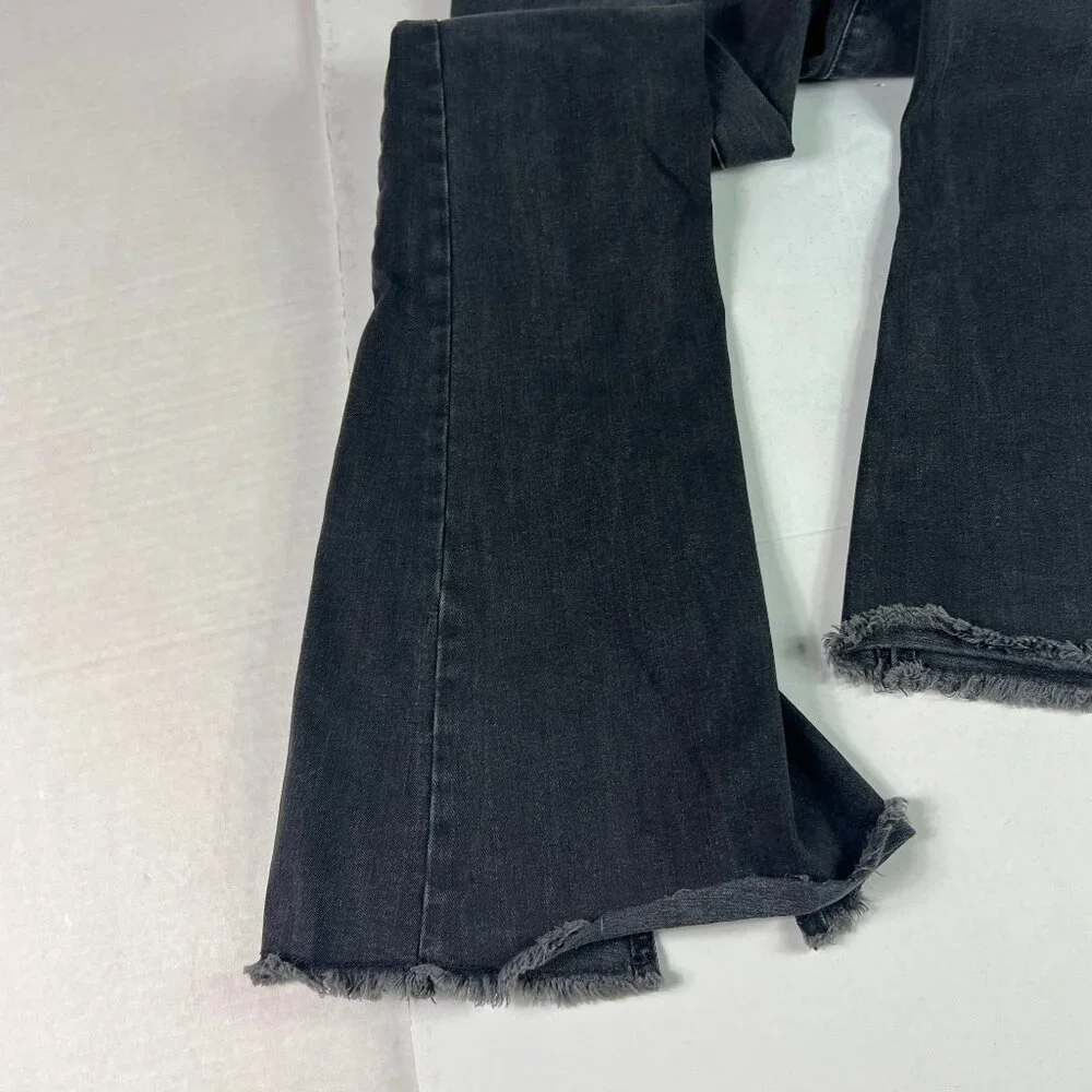 Free People Jeans Women's 26x30* Flare Skinny Black Raw Split Hem Denim Tag 27R